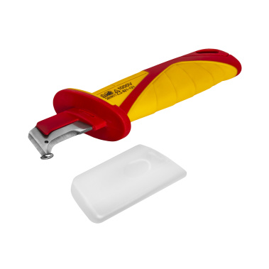 фото Нож электрика 190 мм, диэлектрический (с пяткой, частично изол. лезвие 44 мм) КОБАЛЬТ 921-121