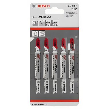 фото Полотно пильное T 102 BF Clean for PMMA (5 шт.) BOSCH 2608636781