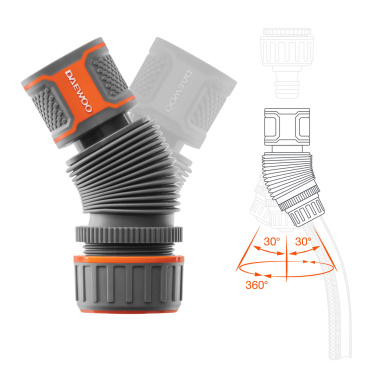 фото Коннектор для шланга гибкий 15 - 19 мм (5/8'' - 3/4'', угол поворота 30*) DWC 2819 DAEWOO