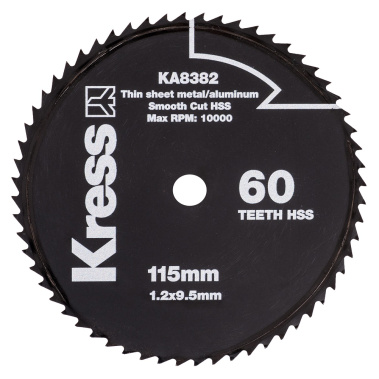 фото Диск пильный 115 х 1.2 х 9.5 мм 60T HSS (по металлу, алюминию) KRESS KA8382