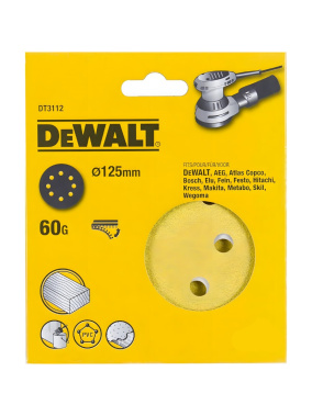 фото Круг шлифовальный 125 мм P60 (1 шт., дерево, краска) DeWalt DT3112
