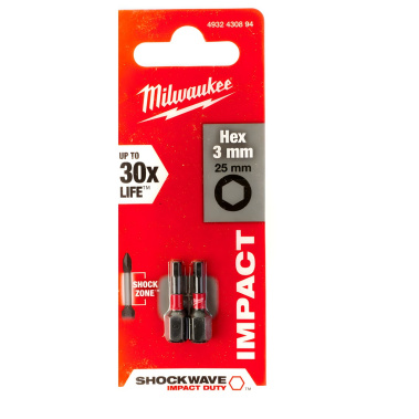 фото Насадка HEX 3 х 25 мм (2 шт.) Shockwave MILWAUKEE 4932430894