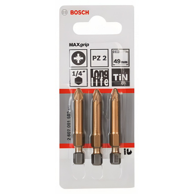 фото Бита PZ 2 х 49 мм (1 шт.) Max Grip BOSCH 2607001599