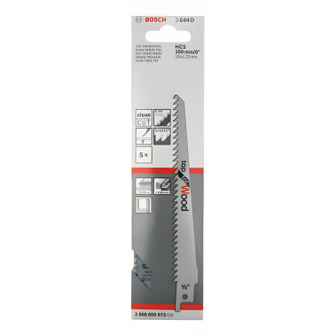 фото Полотно пильное 150 мм S 644 D Top for Wood (5 шт.) BOSCH 2608650673