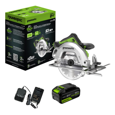 фото Пила циркулярная аккумуляторная GREENWORKS GD24CS 1500907CUG