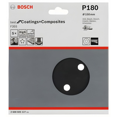 фото Круг шлифовальный 150 мм P180 (5 шт.) Best for Coatings + Composites BOSCH 2608605127