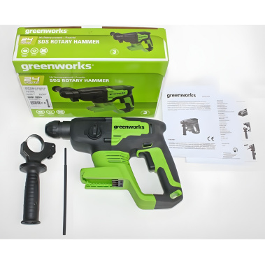 фото Перфоратор аккумуляторный GREENWORKS GD24SDS2 (без АКБ и ЗУ) 3803007