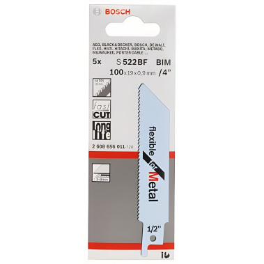 фото Полотно пильное 100 мм S 522 BF Flexible for Metal (5 шт.) BOSCH 2608656011