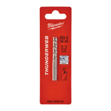 фото Сверло по металлу 3,2 х 65 мм (2 шт.) HSS-G Thunderweb MILWAUKEE 4932352350