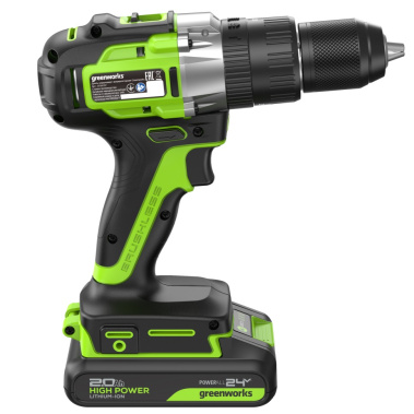 фото Дрель-шуруповерт аккумуляторная ударная GREENWORKS GD24DD60 3704107CUA
