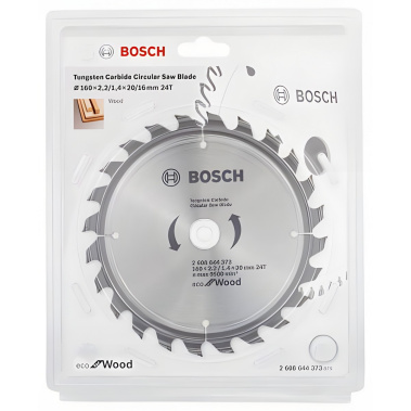 фото Диск пильный 160 х 20/16 мм 24T ECO for Wood BOSCH 2608644373