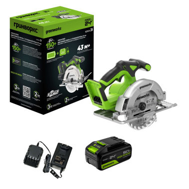 фото Пила циркулярная аккумуляторная GREENWORKS GD24CS165 1501607CUG