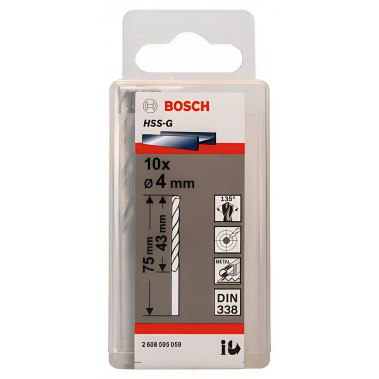 фото Сверло по металлу 4.0 х 75 мм (1 шт.) HSS-G BOSCH 2608595059
