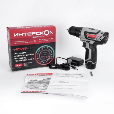 фото Дрель аккумуляторная ИНТЕРСКОЛ ДА-10/12ЭР 28 (Li-Ion, 2 акк.*2,0 Ач)