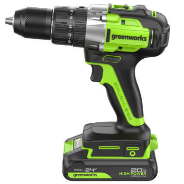 фото Дрель-шуруповерт аккумуляторная ударная GREENWORKS GD24DD60 3704107CUA
