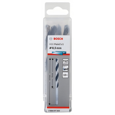 фото Сверло по металлу 8.5 х 117 мм (1 шт.) HSS PointTeQ BOSCH 2608577253