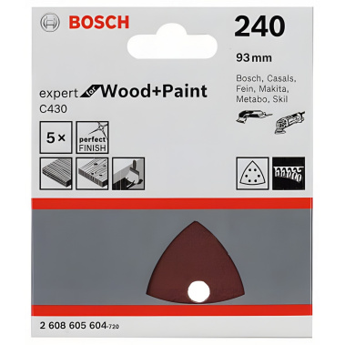 фото Лист шлифовальный 93 мм P240 (1 шт.) Expert for Wood + Paint BOSCH 2608605604