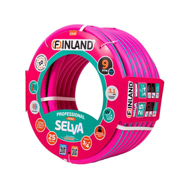 фото Шланг поливочный 25 м, 3/4'' (3-х слойный, фуксия) Finland SELVA 2448