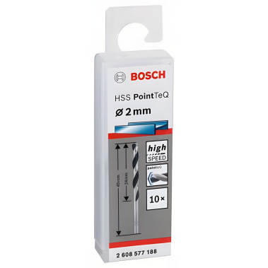 фото Сверло по металлу 2.0 х 49 мм (1 шт.) HSS PointTeQ BOSCH 2608577188