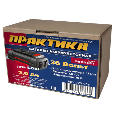 фото Аккумулятор для BOSCH (36V, 3.0Ah, Li-Ion, коробка) ПРАКТИКА 773-668