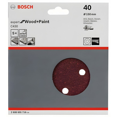 фото Круг шлифовальный 150 мм P40 (1 шт.) Expert for Wood + Paint BOSCH 2608605716
