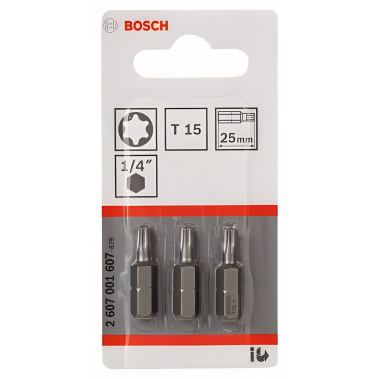 фото Бита T 15 х 25 мм (3 шт.) Extra Hart BOSCH 2607001607