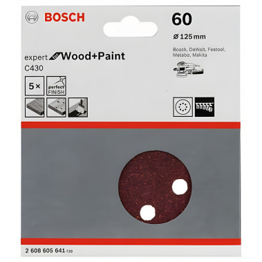 фото Круг шлифовальный 125 мм P60 (1 шт.) Expert for Wood + Paint BOSCH 2608605641